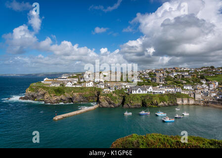 Harbour with small boats in Port Isaac, a small and picturesque fishing village on the north coast of Cornwall, England, UK Stock Photo