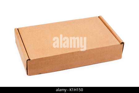 Beige cardboard box isolzted on a white background Stock Photo