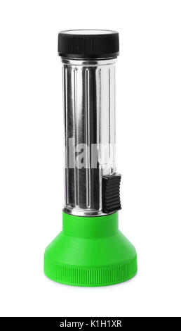 Old broken pocket torch flashlight isolated on a white background Stock Photo