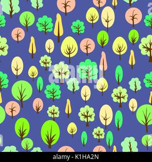 Colorful Tree Seamless Pattern Stock Vector