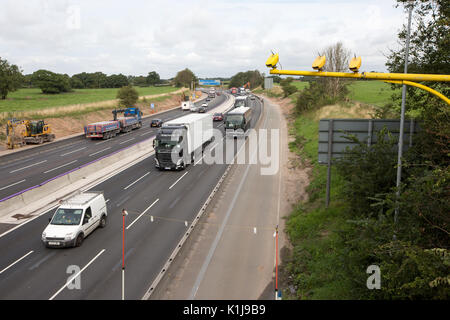 Average speed cameras on the M6 motorway in Cheshire,UK. Stock Photo