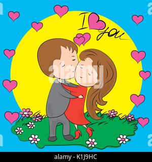 Love couple.vector illustration of a man and woman holding hands. Stock Vector