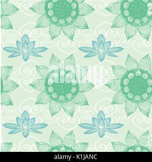Om Design,lotus flower, seamless pattern, vector illustration Stock Vector