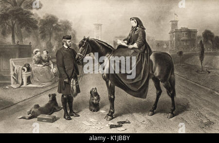 Queen Victoria at Osborne house in 1865 Stock Photo