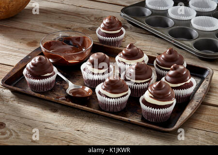 Peppermint patty cupcakes Stock Photo