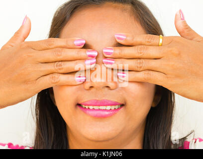 Eyes Covered With Hands Showing Censor And Secrecy Stock Photo