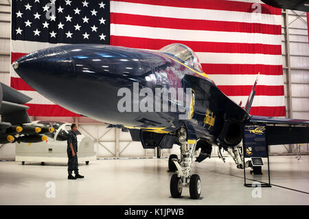 FA-18 Hornet Blue Angels at National Naval Aviation Museum Stock Photo