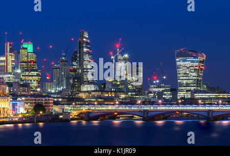 The view of London's city hall and modern skyscrapers at night Stock Photo