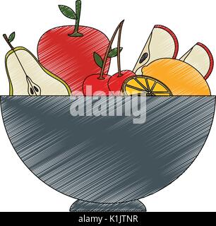 Fruits on dish icon vector illustration graphic design Stock Vector