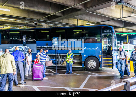 Greyhound Buses in Union Station Bus Terminal, Washington DC Stock ...