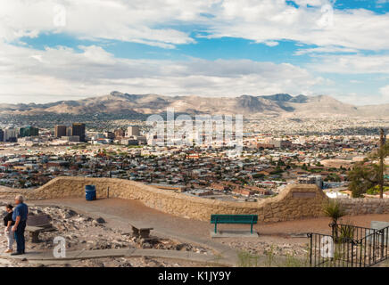 Couple takes in view from Murchison Park in El Paso, TX, USA Stock Photo