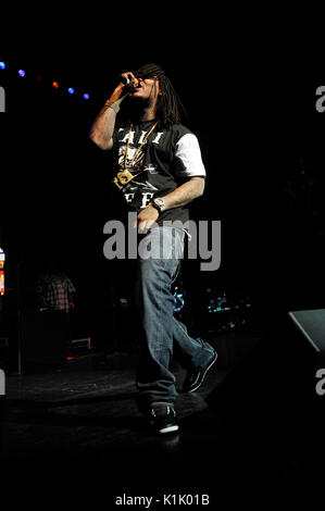 Brick Squad's Waka Flocka Flame performs Power 106 'Cali Christmas' December 3,2010 Gibson Amphitheatre Los Angeles. Stock Photo