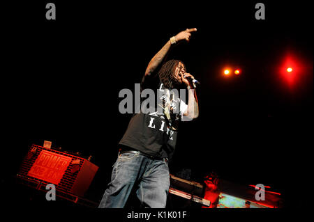 Brick Squad's Waka Flocka Flame performs Power 106 'Cali Christmas' December 3,2010 Gibson Amphitheatre Los Angeles. Stock Photo