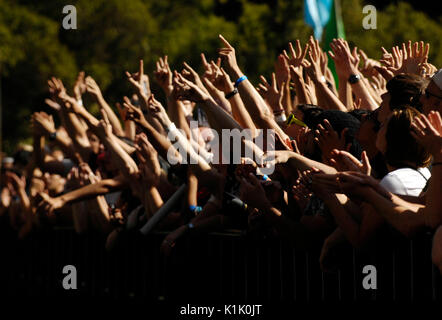 The crowd's atmosphere 2009 Outside Lands Festival Golden Gate Park San Francisco August 29,2009. Stock Photo