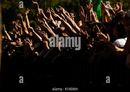 The crowd's atmosphere 2009 Outside Lands Festival Golden Gate Park San Francisco August 29,2009. Stock Photo