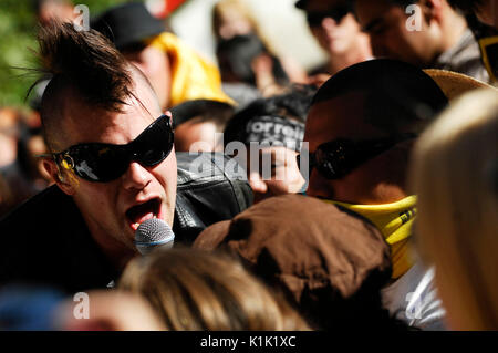 Bobby Alt Street Drum Corps performing 2008 Projekt Revolution Tour Verizon Wireless Amphitheater Irvine. Stock Photo