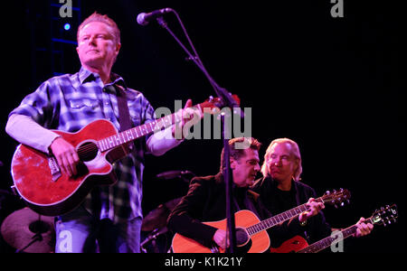 (L-R) Don Henley,Glenn Frey Joe Walsh Eagles performing 2008 Stagecoach Country Music Festival Indio. Stock Photo