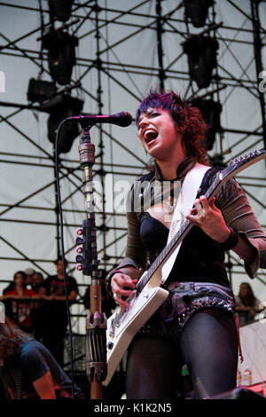 Elizabeth 'Lzzy' Hale Halestorm performs 2010 Rockstar Energy Drink Uproar Festival Verizon Wireless Amphitheater September 17,2010 Irvine,California. Stock Photo