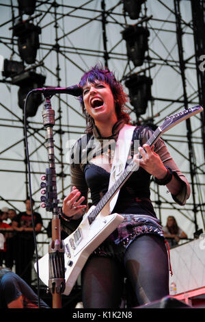 Elizabeth 'Lzzy' Hale Halestorm performs 2010 Rockstar Energy Drink Uproar Festival Verizon Wireless Amphitheater September 17,2010 Irvine,California. Stock Photo