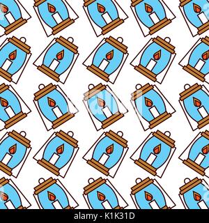 lantern camping pattern background Stock Vector