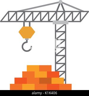 bricks wall with crane Stock Vector