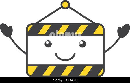 construction banner hanging kawaii character Stock Vector