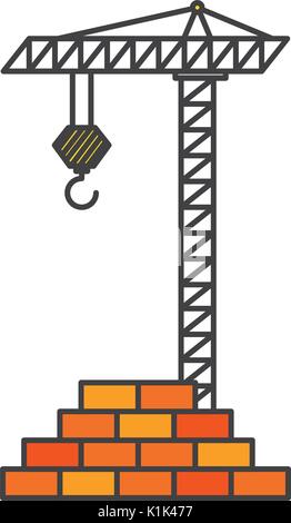 bricks wall with crane vector illustration design Stock Vector