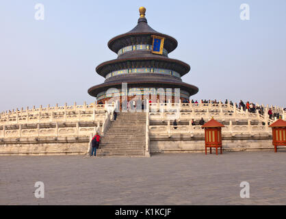 Very ornate and built between 1406-20, the Temple of Heaven is an imperial complex of religious buildings situated in a 660-acre park in the southeast Stock Photo