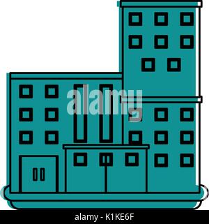 Teal monocromatic building design over white background vector illustration Stock Vector