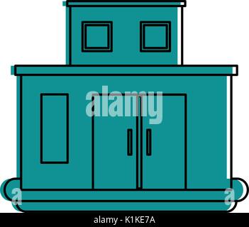 Teal monocromatic building design over white background vector illustration Stock Vector