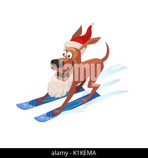 Skiing cute dog icon. Stock Vector