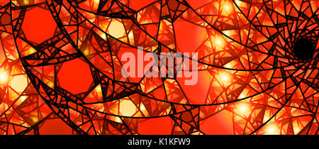 Fiery glowing stained glass, computer generated abstract background, 3D rendering Stock Photo