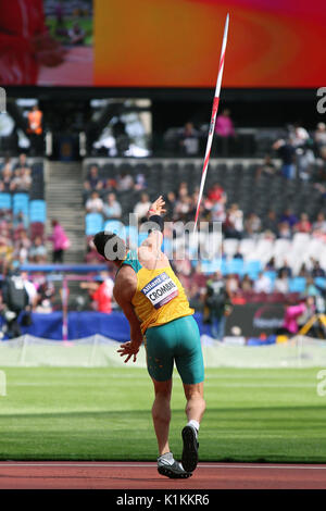 Cameron CROMBIE of Australia in the Men's Javelin Throw F38 Final at the World Para Championships in London 2017 Stock Photo