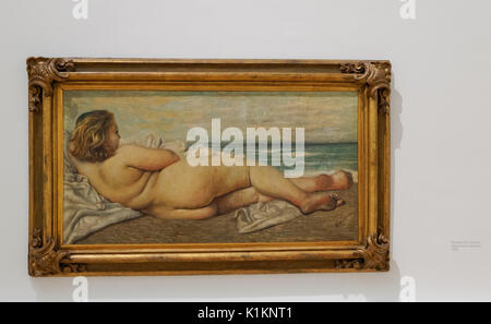 Painting Reclining Bather by Giorgio de Chirico at the National Gallery of Modern Art in Rome, Italy Stock Photo