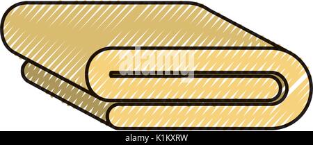 colored crayon silhouette of folded bath towel Stock Vector