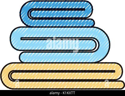 colored crayon silhouette of stack folded bath towels Stock Vector