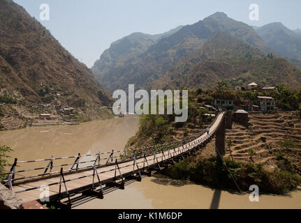 Beautiful island and Bridge On the way to Manali, district Kullu in Himachal Pradesh, India. Stock Photo