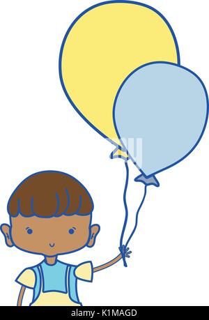 nice boy with balloons design in the hand Stock Vector