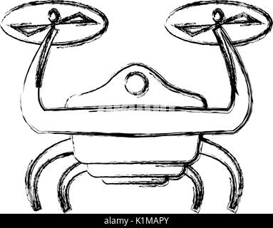 drone with action camera front view technology vector illustration ...