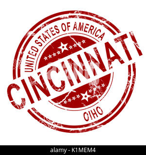 Red Cincinnati with white background, 3D rendering Stock Photo
