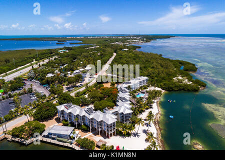 Florida,Florida Keys,Upper,Islamorada,Whale Harbor,Atlantic Ocean,Pelican Cove Resort,waterfront,Windley Key,highway Route 1 Overseas Highway,aerial o Stock Photo