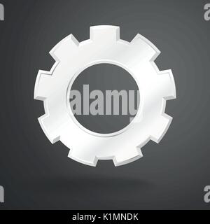 White gear realistic on grey background. vector illustration. Stock Vector