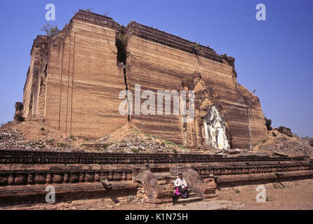 Mingun Pagoda (destroyed by 1838 earthquake), Mingun, Mandalay, Burma (Myanmar) Stock Photo