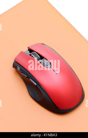 computer mouse and mouse pad isolated on white background Stock Photo