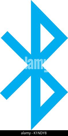 Bluetooth flat sign vector blue Icon isolated on white background Stock Vector