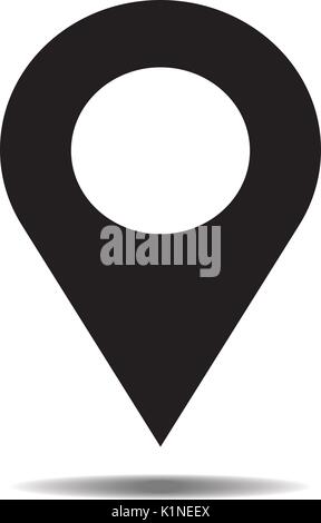 Location icon vector. Pin sign Isolated on white background. Navigation map, gps, direction, place, compass, contact, search concept or check in. Flat Stock Vector