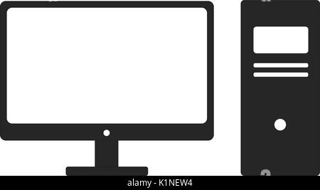 Computer and widescreen monitor icon on white background. PC symbol. Flat Vector illustration EPS10. Stock Vector