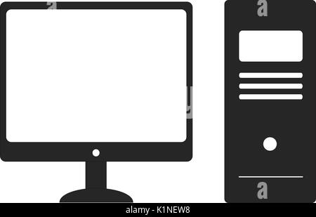 Computer and square monitor icon on white background. PC symbol. Flat Vector illustration EPS10. Stock Vector
