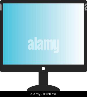Computer monitor icon widescreen with blue isolated on white background. Flat PC symbol. Vector illustration, EPS10. Stock Vector