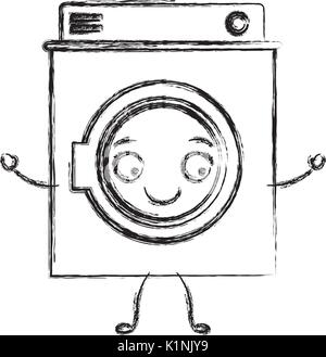 monochrome blurred cartoon silhouette of washing machine Stock Vector